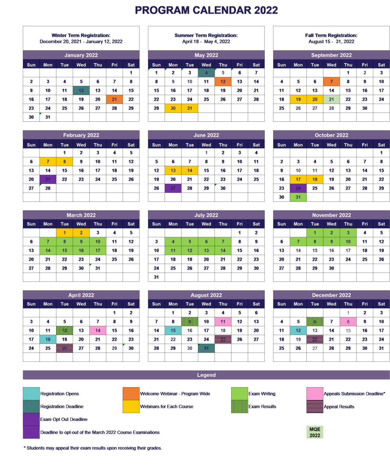Calendar & Key Dates | CBV Institute